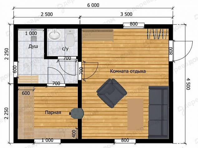 Модульная баня 6х4,6 «Барн 7»